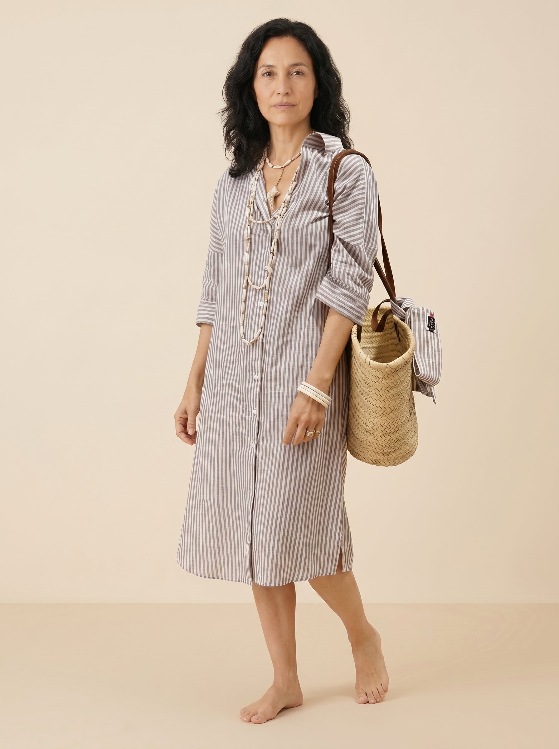 VESTIDO CAMISERO | ESTAMPADO RAYAS OSCURAS