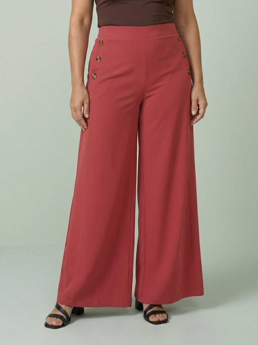 PANTALON DE PIERNA ANCHA ROJO