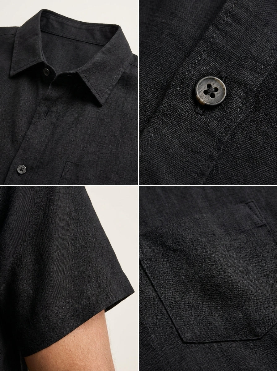 ANTON | CAMICIA A MANICHE CORTE IN LINO