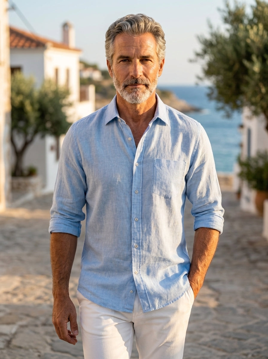 SEON | CAMICIA A MANICHE LUNGHE IN LINO