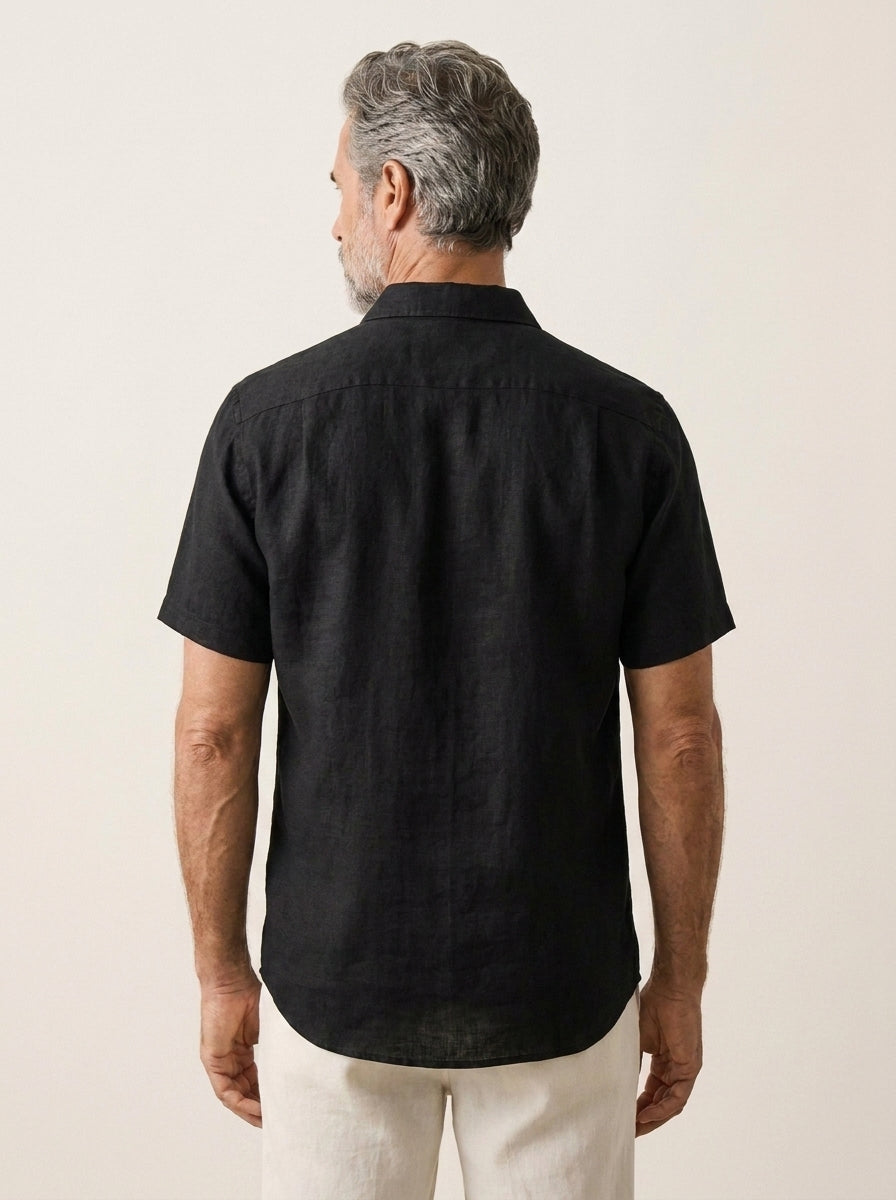 ANTON | CAMICIA A MANICHE CORTE IN LINO