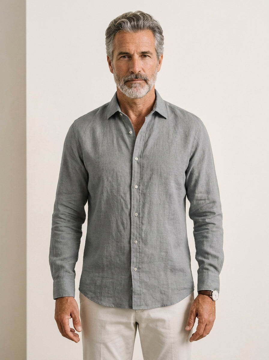 SEON | CAMICIA A MANICHE LUNGHE IN LINO