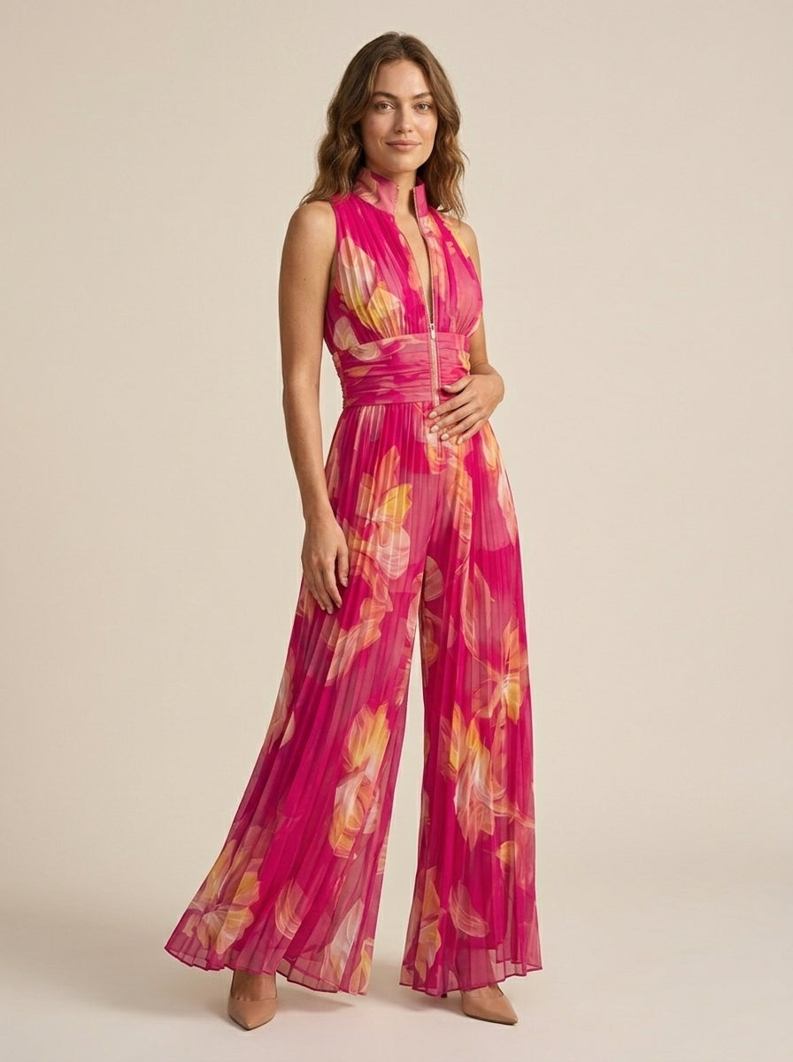 FIORELLA | TUTA PLISSETTATA FUCSIA