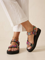 SOLE | SANDALO MULTICOLOR CON FIBBIA