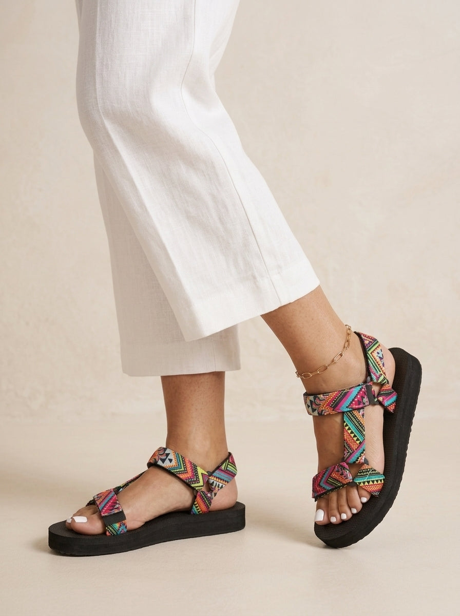 SOLE | SANDALO MULTICOLOR CON FIBBIA