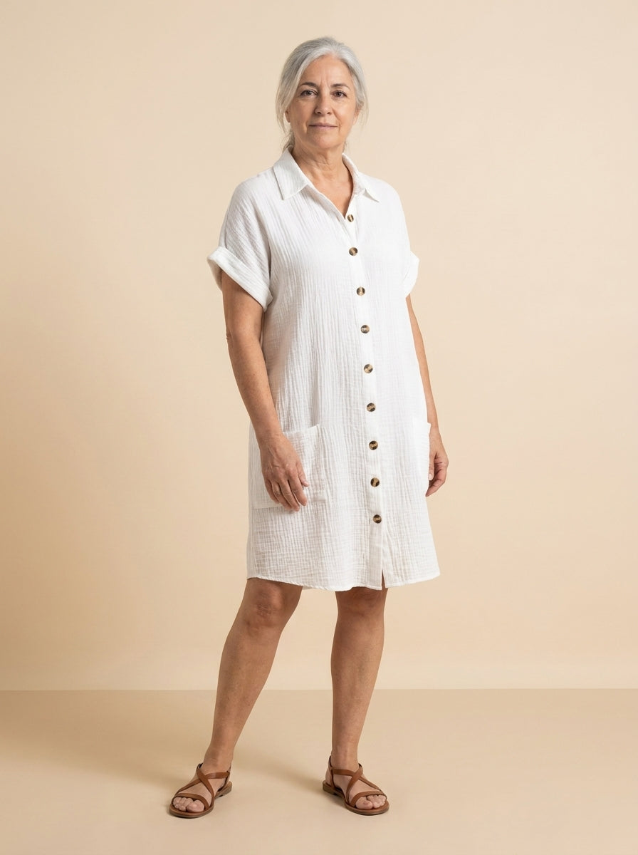 VESTIDO CAMISERO | LISO BLANCO