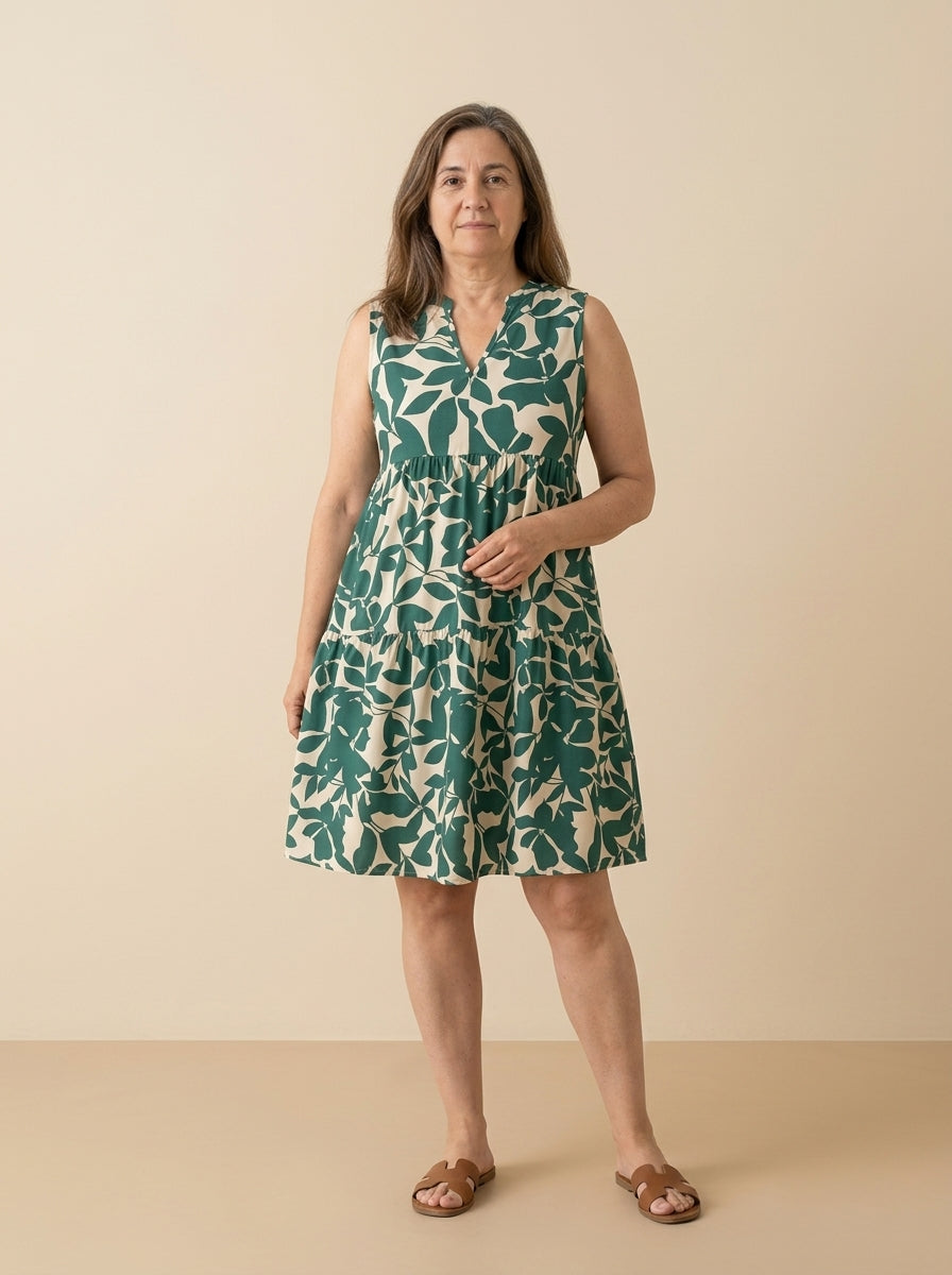 VESTIDO CAMISERO | ESTAMPADO BICOLOR VERDE