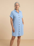 VESTIDO CAMISERO | LISO CELESTE
