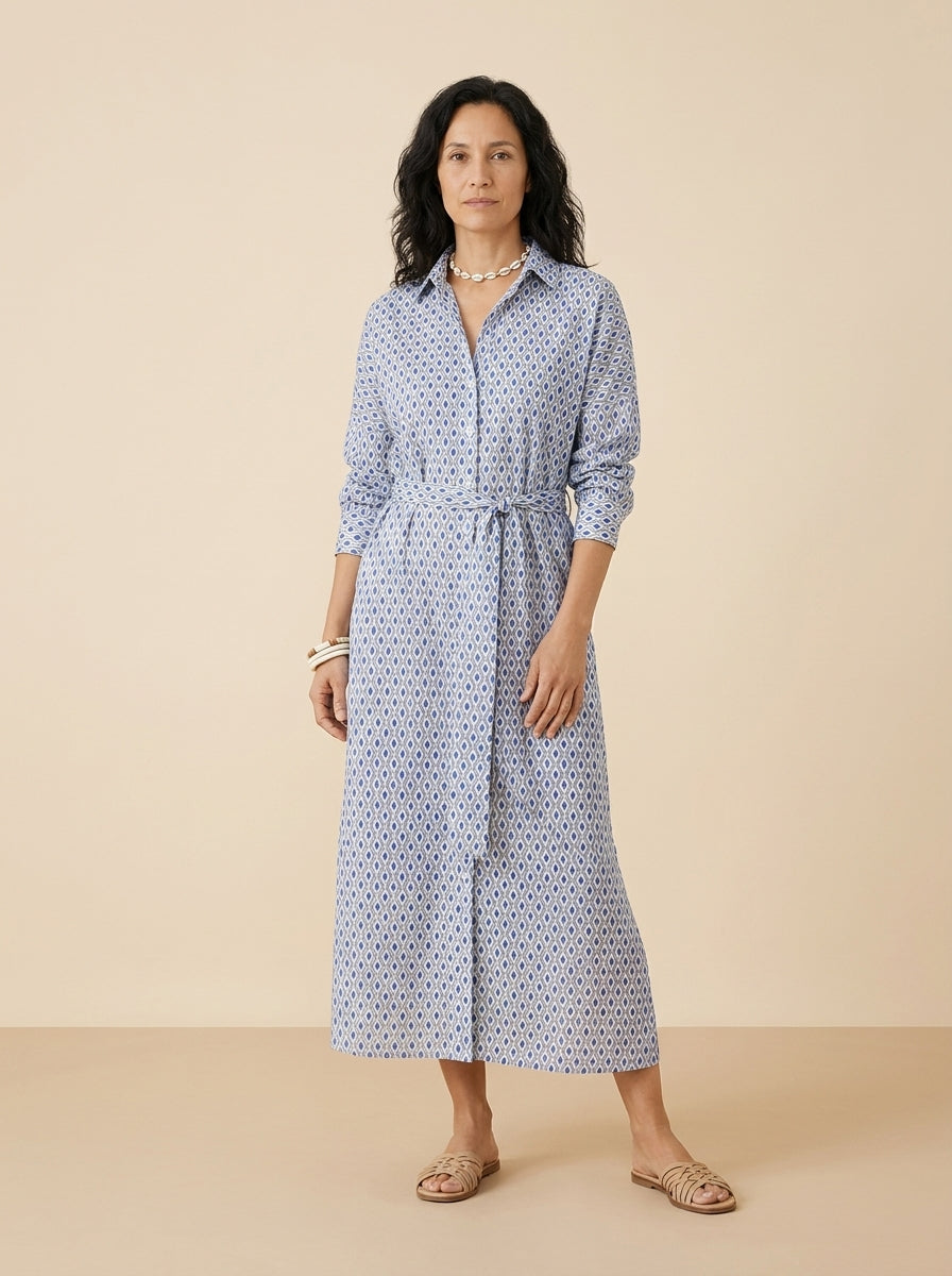 VESTIDO CAMISERO | ESTAMPADO AZUL