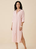 VESTIDO CAMISERO | ESTAMPADO RAYAS ROJAS