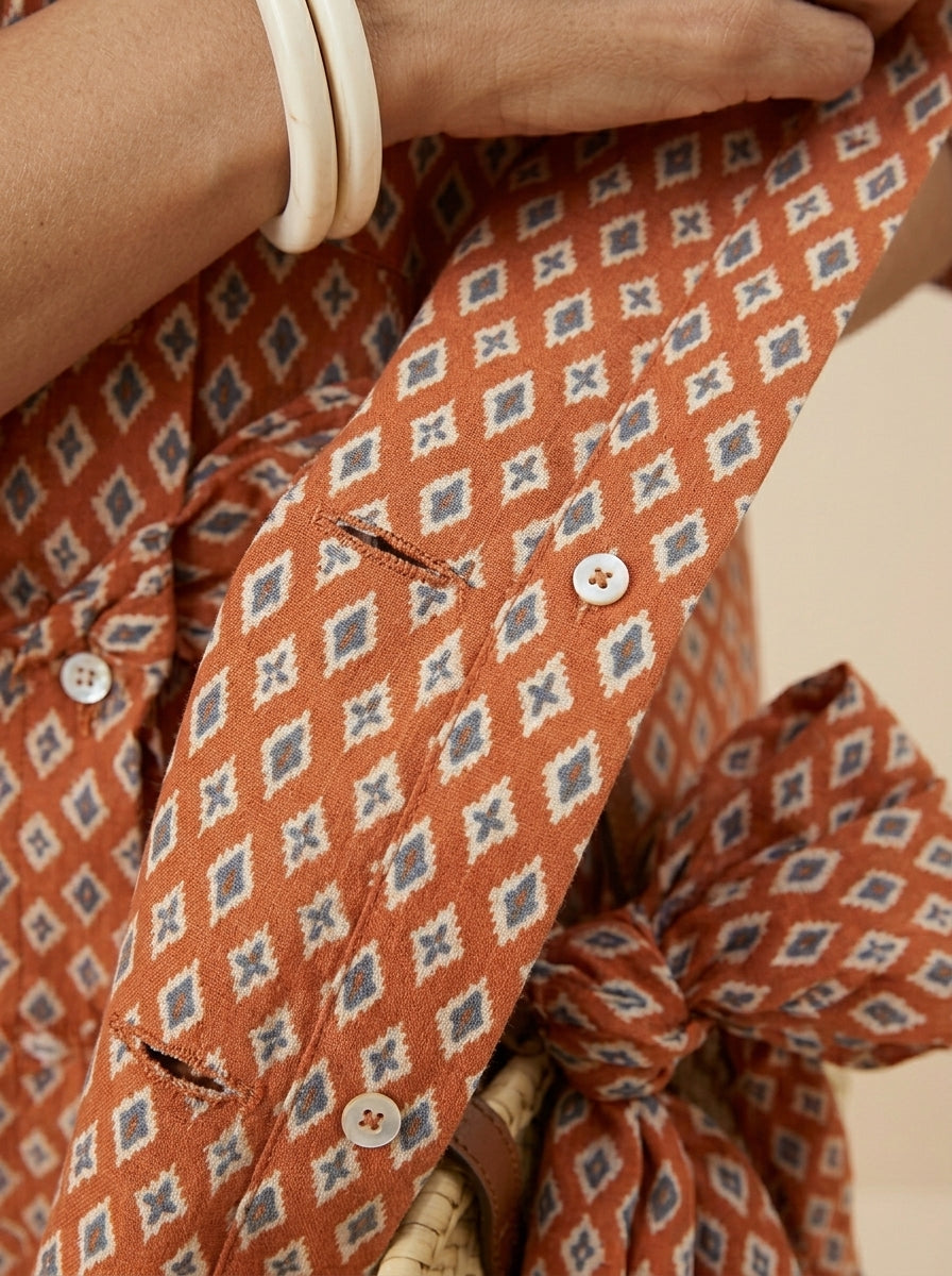 VESTIDO CAMISERO | ESTAMPADO ROJO