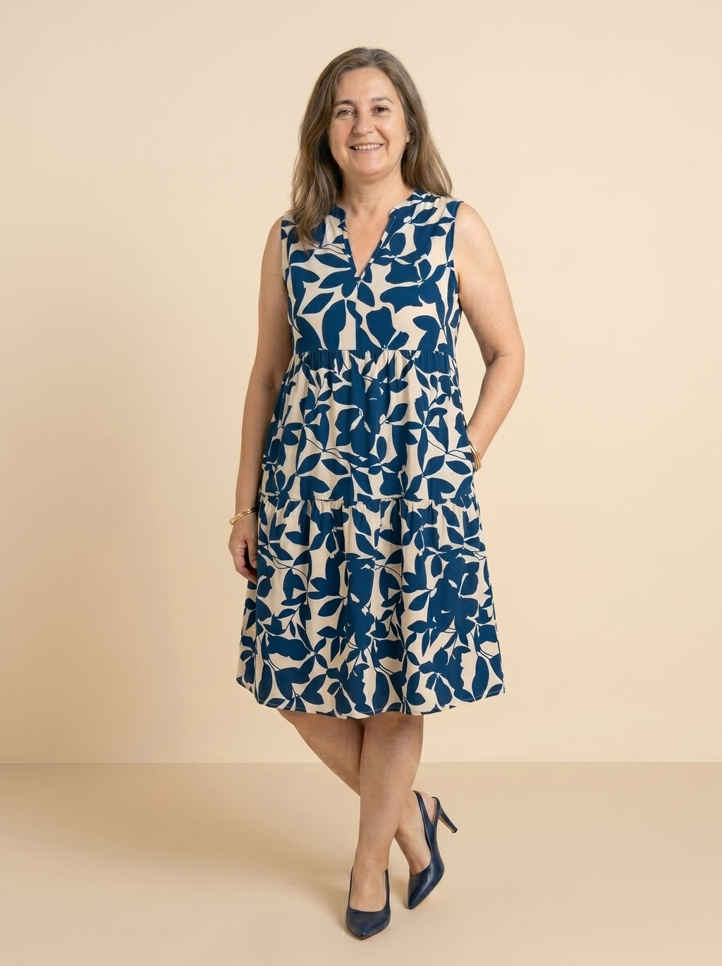 VESTIDO CAMISERO | ESTAMPADO BICOLOR AZUL