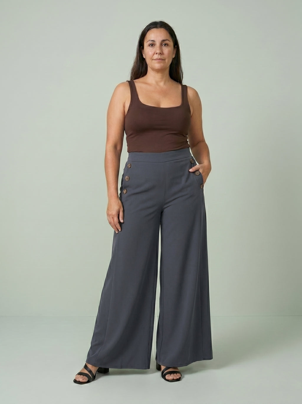 PANTALON DE PIERNA ANCHA GRIS