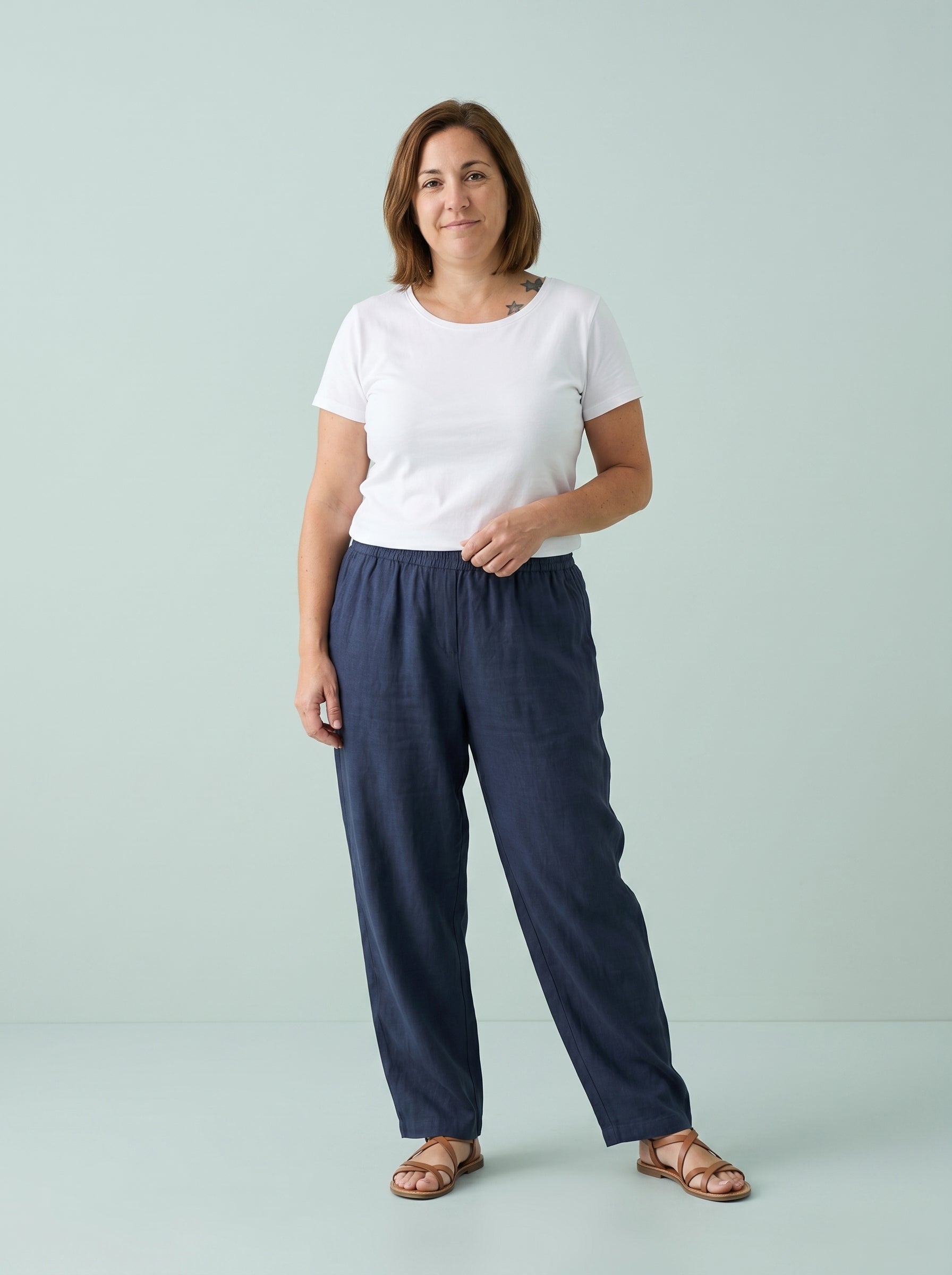PANTALON PALEZZO | CINTURA ELASTICA AZUL MARINO