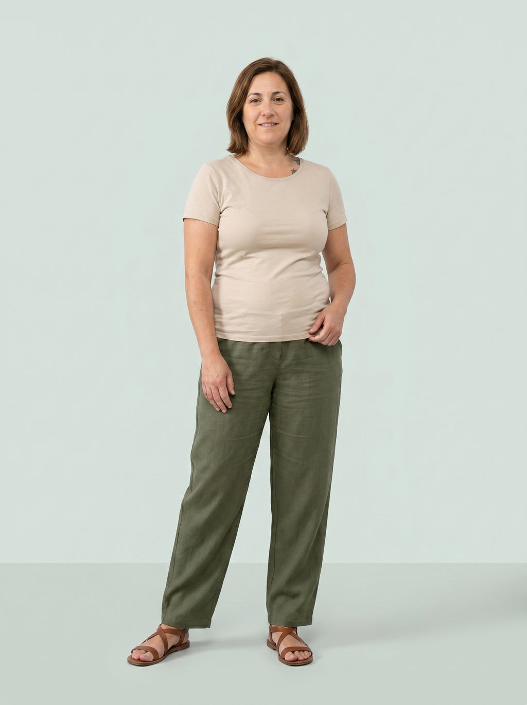 PANTALON PALEZZO | CINTURA ELASTICA VERDE MILITAR