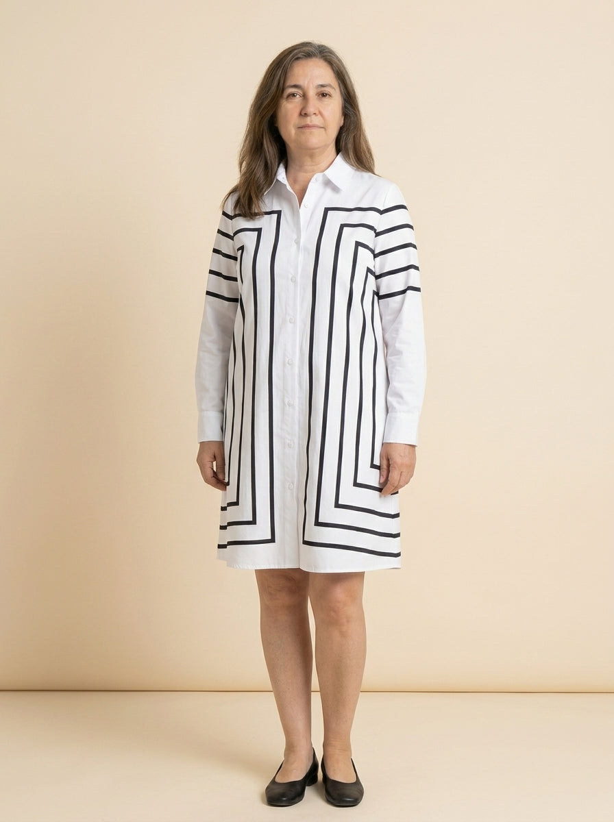 VESTIDO CAMISERO | ESTAMPADO RAYAS CUADRICULADA